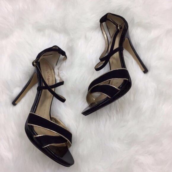 Lilly Pulitzer 7.5 Womens Black Velvet Strap Heels - Picture 1 of 5